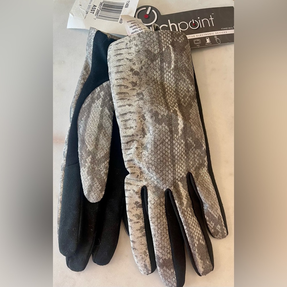 Fownes Bros Smart Gloves Snake Mixcl SMALL /MEDIUM Back Shell Leather Touchpoint